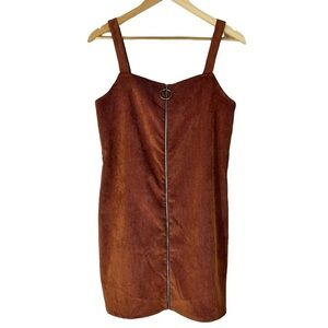 Popular Basics Rust Orange Brown Corduroy Overall Dress